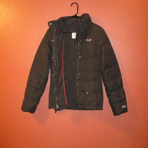 Hollister Woman Medium Brown Full Zip Pockets Feather Down Warm Winter Coat - Picture 5 of 8